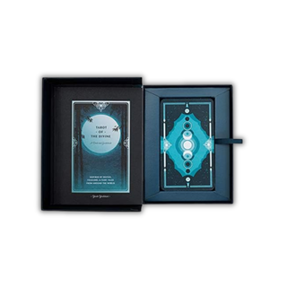 Two tarot card boxes with intricate designs on a white background