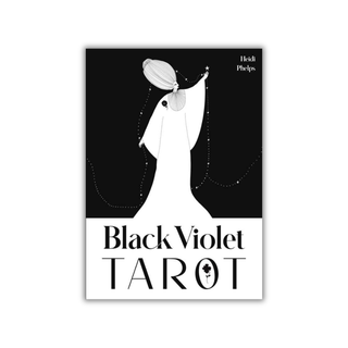 Book cover of 'Black Violet Tarot' with a black and white illustration of a woman.