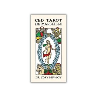 CBD Tarot De-Marseille card with illustrations and text on a white background