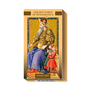 Box of Golden Tarot of Renaissance with illustrated cover featuring a king and two children.