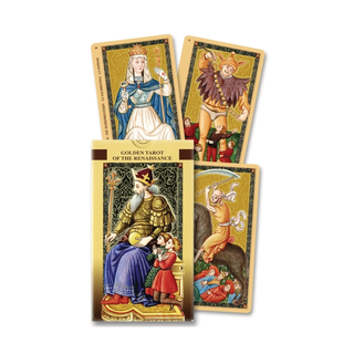 Golden Tarot of the Renaissance cards with detailed illustrations on a white background