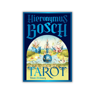Book cover of 'Hieronymus Bosch Tarot' with illustration and blue border