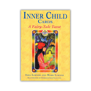 Book cover of 'Inner Child Cards: A Fairy-Tale Tarot' with a colorful illustration of a woman in a red dress.
