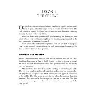 Text page from a book or document titled 'Lesson 1: The Spread' on a white background.