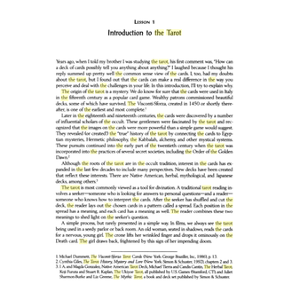 Text document titled 'Introduction to the Tarot' on a white background
