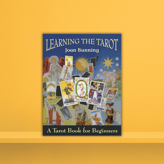 Book cover of 'Learning the Tarot' by Joan Bunning on a yellow background