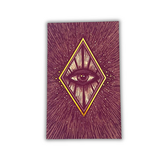 Light Visions tarot cover with eye design on a purple background