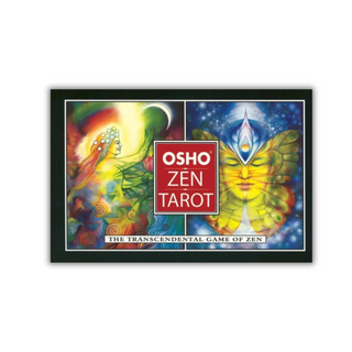 Osho Zen Tarot card set cover with colorful designs and Osho logo.