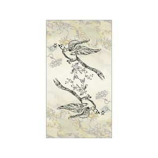 Decorative paper with bird and floral design on a textured background