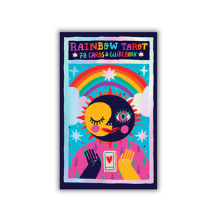 Cover of Rainbow Tarot with colorful design and text on a white background