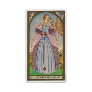 Tarot card featuring 'The Empress' with a woman in a long dress holding a heart.