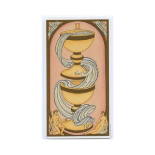 Tarot card with 2 cups on a white background