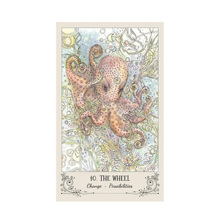 Spiritsong Tarot card  with an octopus design and text on a white background