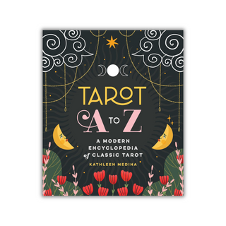 Book cover of 'Tarot A to Z' with celestial design elements on a dark background