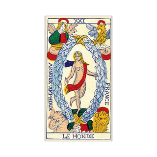 'Tarot Arnoux & Amphoux 1801' card  with colorful illustrations and text on a white background