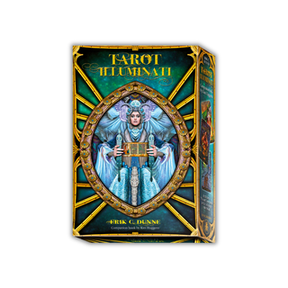 Tarot Illuminati packaging with a central figure and ornate design on a white background