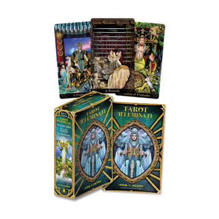 Tarot card set with decorative packaging on a white background