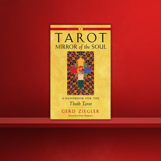 Book titled 'Tarot Mirror of the Soul' by Gerd Ziegler on a red background