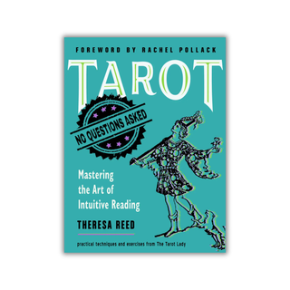 Book cover of 'Tarot: No Questions Asked' by Theresa Reed on a white background