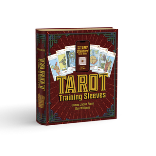 Tarot card training sleeves packaging with tarot cards on a white background