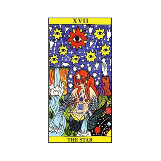 Tarot card titled 'The Star' with colorful design on a white background