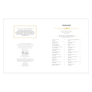 Table of contents page with text and a logo on a white background