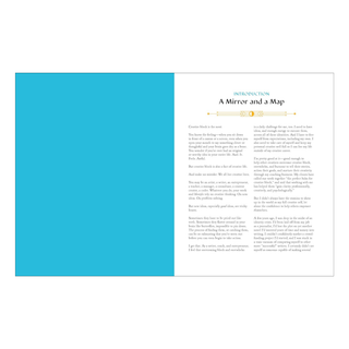 Book page with blue cover and text on a white background