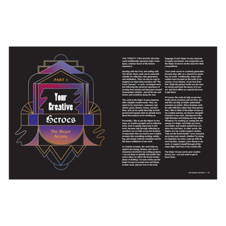 Decorative card with artistic design and text on a black background
