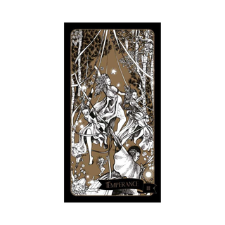 Decorative card with intricate designs and text on a white background