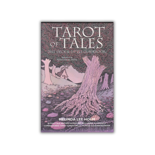 Tarot of Tales book cover with illustrations and text on a white background