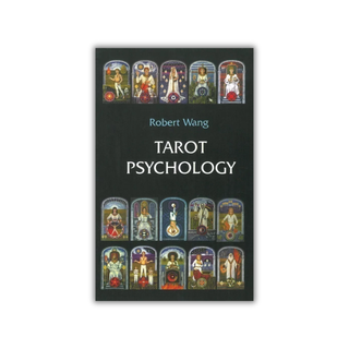 Book cover of 'Tarot Psychology' by Robert Wang with tarot card illustrations on a black background.