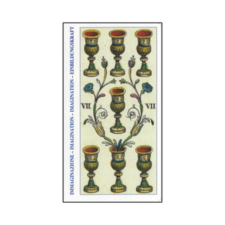 Decorative card with floral and cup design on a beige background