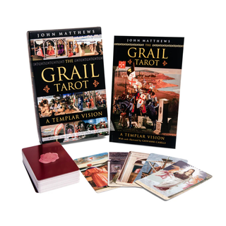 Grail Tarot cards with books on a white background