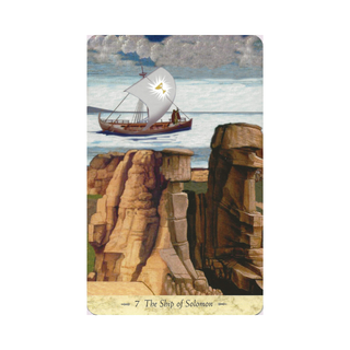 Card featuring a ship labeled 'The Ship of Solomon' with a scenic background
