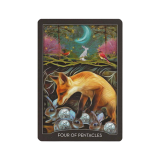 The Four of Pentacles from The Guardian of the Night Tarot Deck