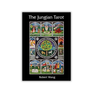 'The Jungian Tarot' deck with tarot card illustrations on a black background.