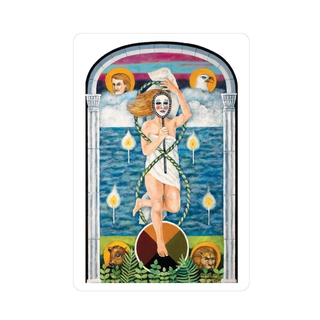 A Jungian Tarot Card depicting a central figure holding a staff, surrounded by symbols and elements.