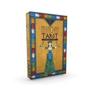 Minoan Tarot card game box with colorful design on a white background