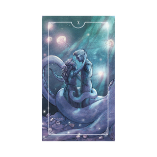 Mermaid and sea serpent with jellyfish in a mystical underwater scene