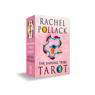 Tarot card box with 'The Shining Tribe Tarot' by Rachel Pollack on a white background