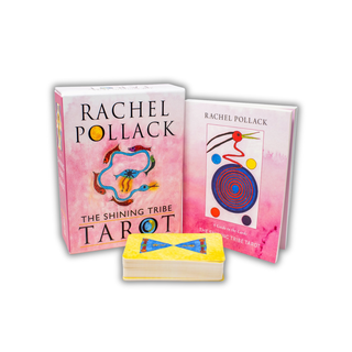 Tarot card set with 'The Shining Tribe Tarot' by Rachel Pollack on a white background
