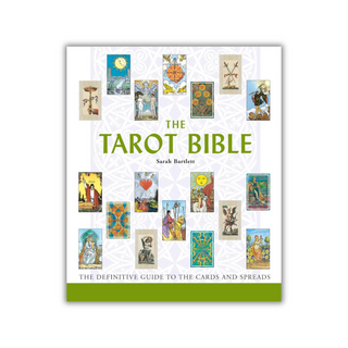 Book titled 'The Tarot Bible' with tarot card illustrations on a white background
