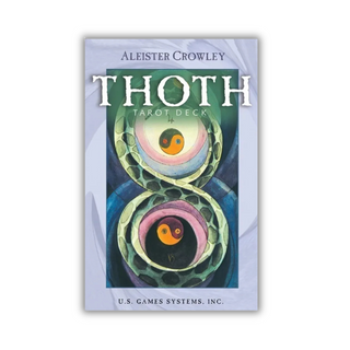 Thoth Tarot Deck packaging with colorful design and text on a white background