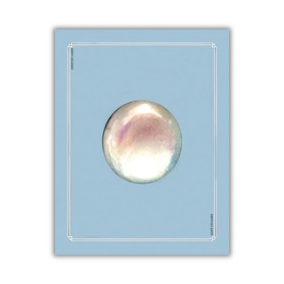 Round pearl on a light blue card with 'Moss & Wilder' branding