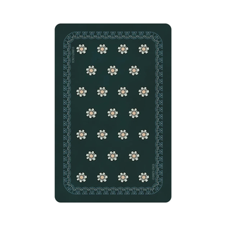 The back of a card from Universal Tarot Deck with a dark floral pattern on a white background
