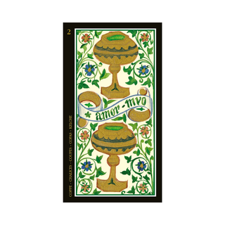 Decorative card with ornate design and text on a white background