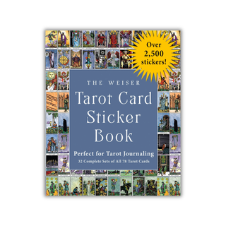 Tarot Card Sticker Book by Weiser with a collage of tarot card images on the cover.